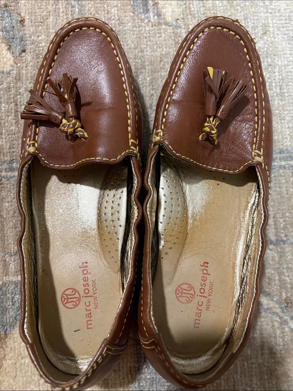 Marc Joseph Brown Leather Tassel Driving Loafers
